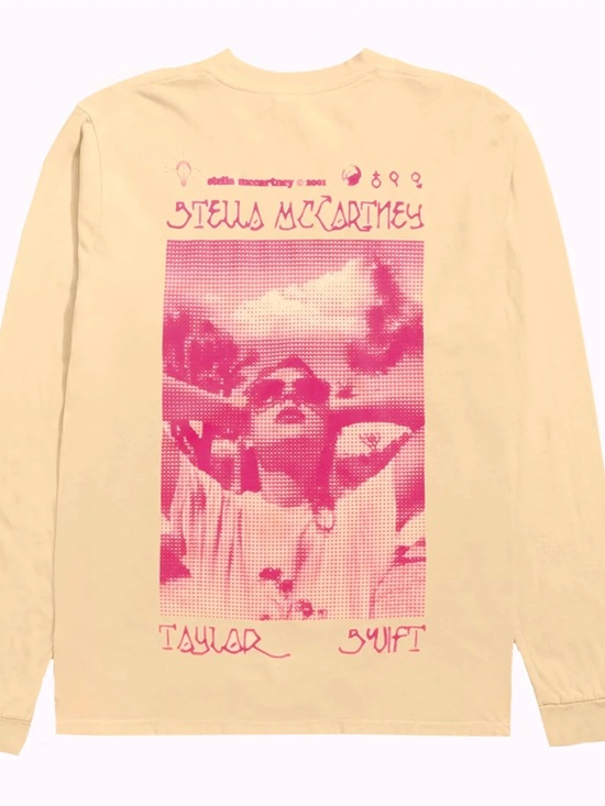Stella McCartney Tops - Stella McCartney Taylor Swift Light Yellow Long-Sleeve Graphic Tee - Pink Print